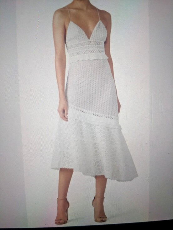 SAYLOR Dresses & Skirts - SAYLOR White Eyelet Lace Midi Dress